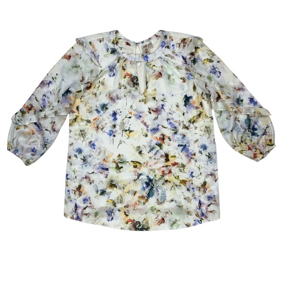 Anthropologie Dolan Araminta Ruffled Top M Floral - Picture 13 of 13